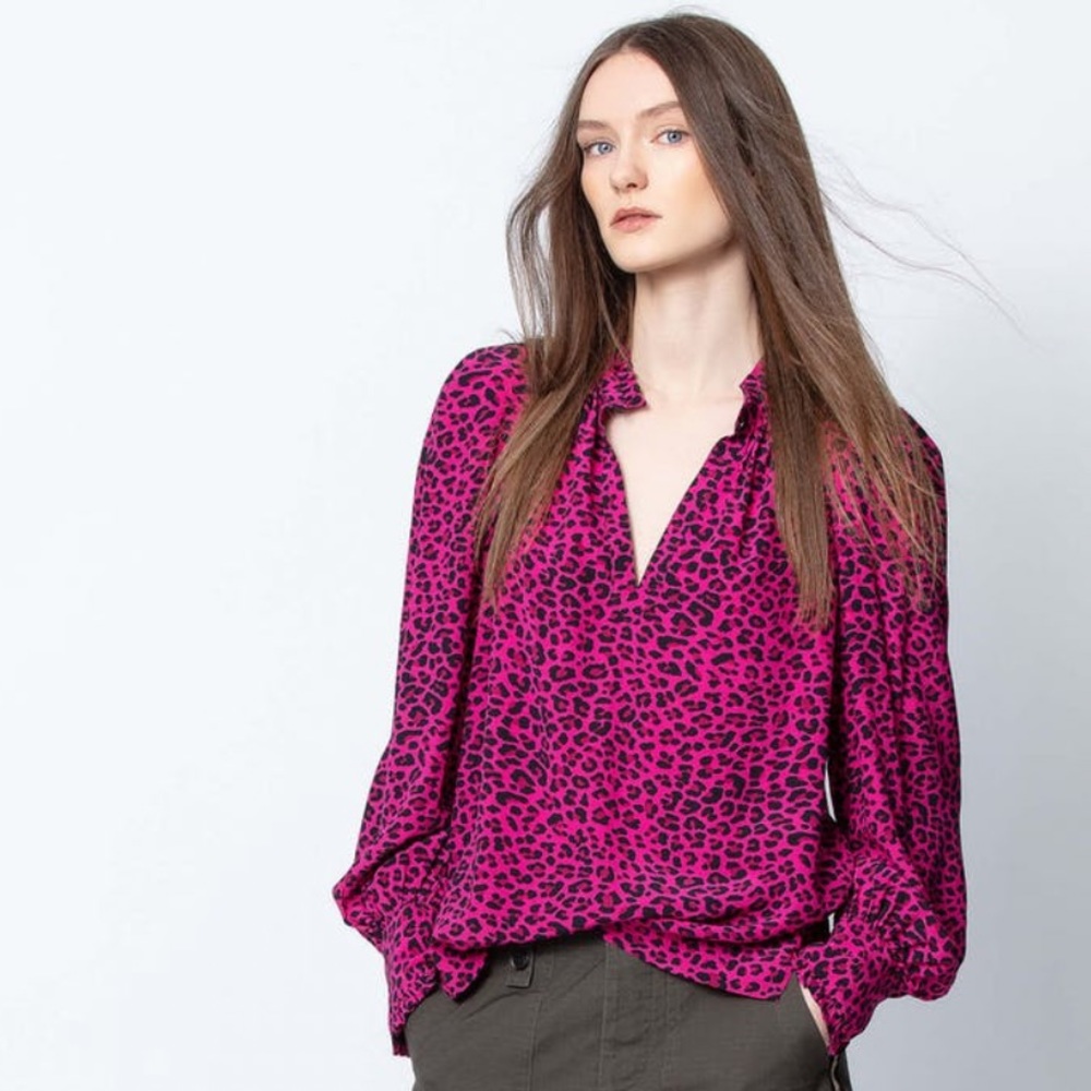 Zadig & Voltaire Titus Leopard Print Top